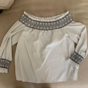 Off the Shoulder Striped Long Sleeve Top